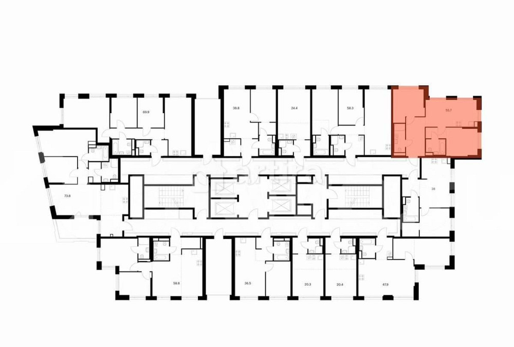 2-комн. квартира, 55.7 м2, 38/43 эт. Москва - изображение 1
