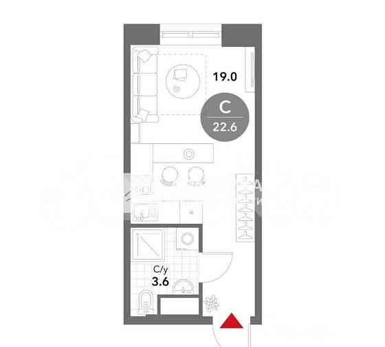 Студия, 22.6 м2, 8/21 эт. Москва