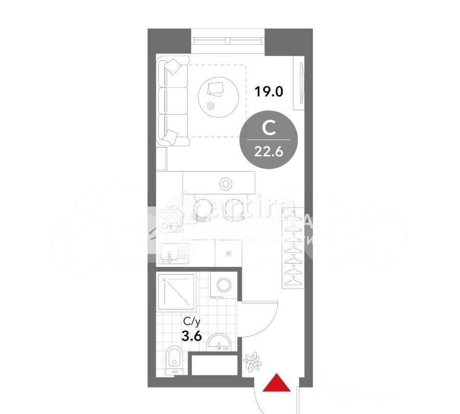 Студия, 22.6 м2, 8/21 эт. Москва - изображение 1