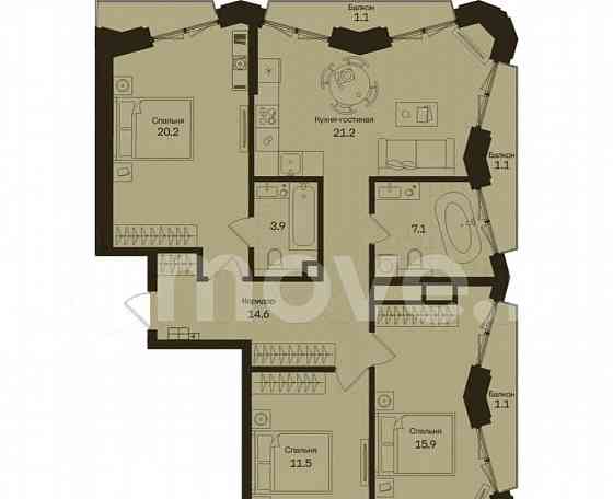 3-комн. квартира, 98.8 м2, 9/13 эт. Москва