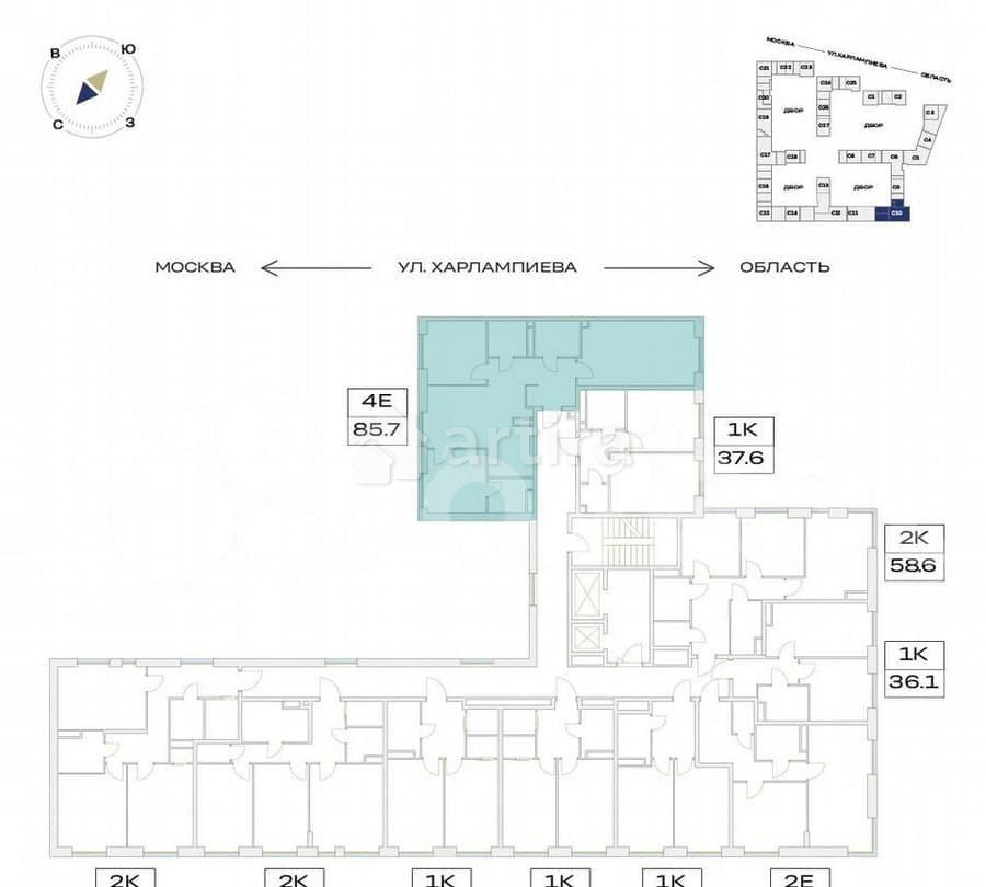 4-комн. квартира, 85.7 м2, 6/24 эт. Москва - изображение 5