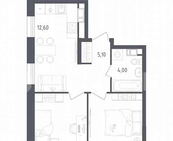 2-комн. квартира, 41.2 м2, 6/16 эт. Москва