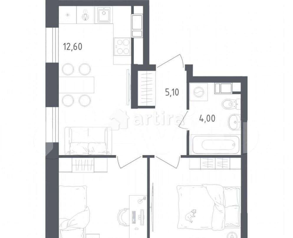 2-комн. квартира, 41.2 м2, 6/16 эт. Москва - изображение 1