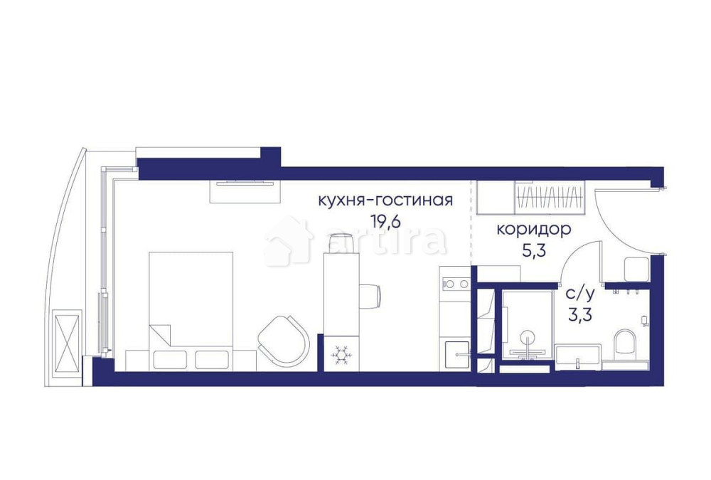 Студия, 28.22 м2, 3/19 эт. Москва - изображение 2