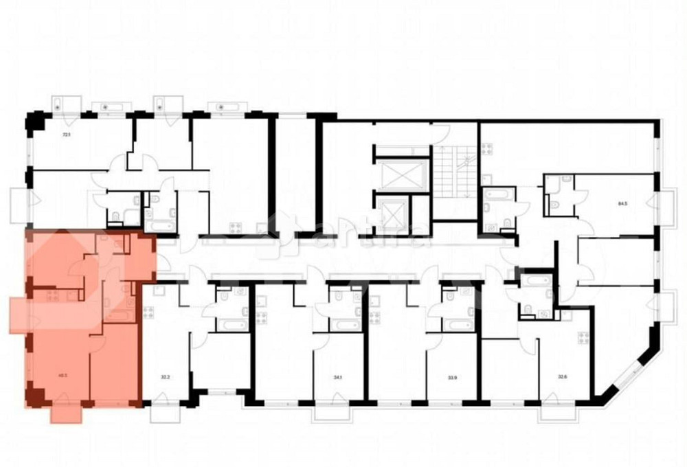 2-комн. квартира, 48.5 м2, 10/17 эт. Москва - изображение 2