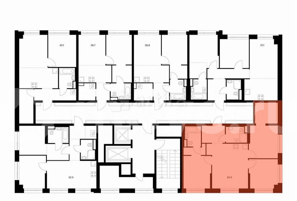 3-комн. квартира, 66.9 м2, 4/19 эт. Москва - изображение 3