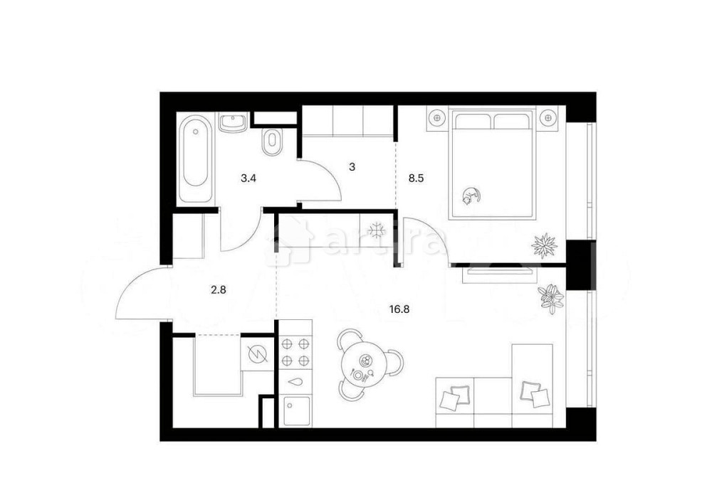 1-комн. квартира, 38.4 м2, 14/27 эт. Москва - изображение 1