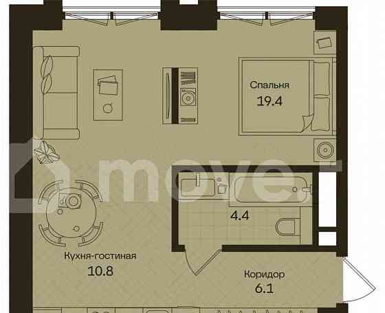 Студия, 40.7 м2, 2/5 эт. Москва