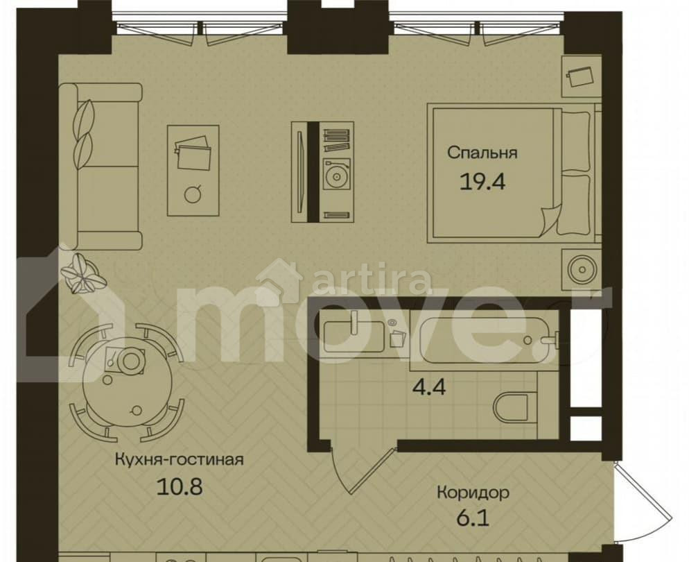 Студия, 40.7 м2, 2/5 эт. Москва - изображение 1