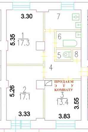 Комната, 13.4 м2, 4/6 эт. Москва