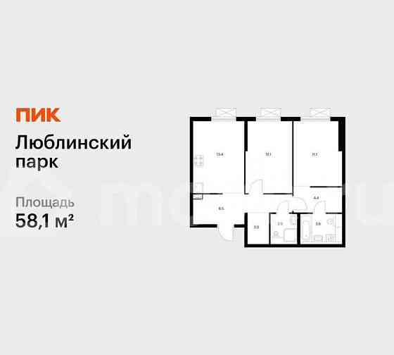 2-комн. квартира, 58.1 м2, 15/16 эт. Москва