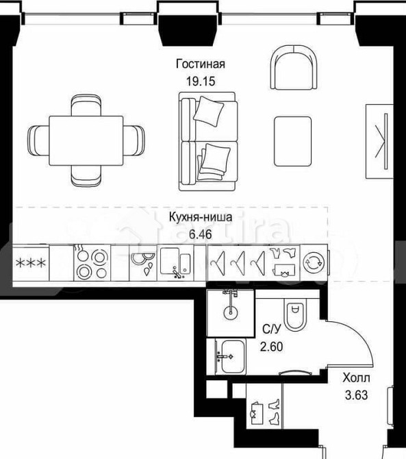 Студия, 31.8 м2, 20/52 эт. Москва - изображение 4