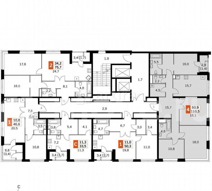4-комн. квартира, 110.4 м2, 28/43 эт. Москва - изображение 2