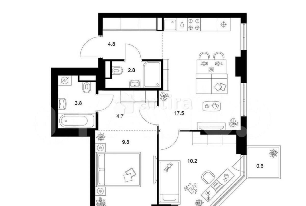 2-комн. квартира, 54.2 м2, 10/23 эт. Москва - изображение 1
