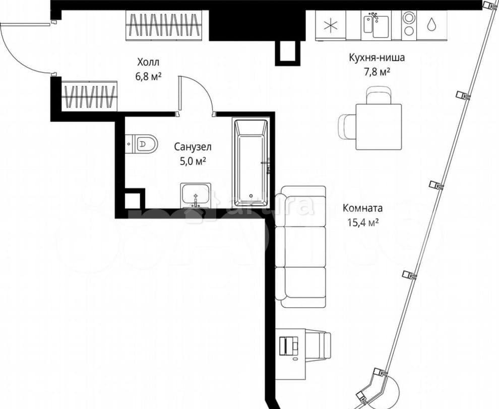 Студия, 35 м2, 55/90 эт. Москва - изображение 4