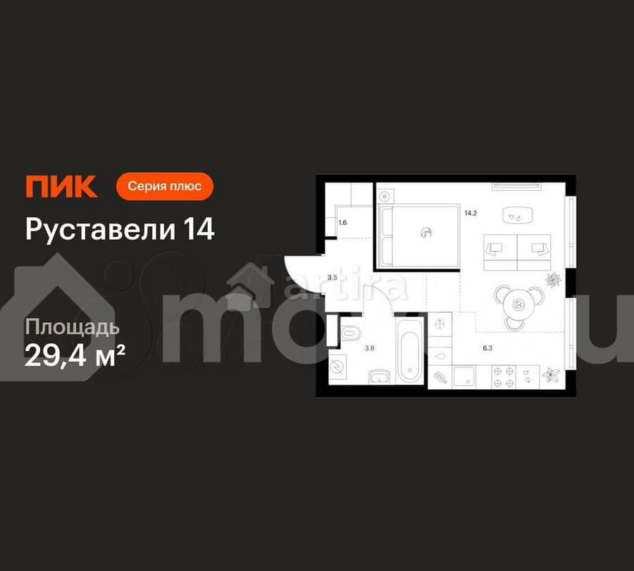 1-комн. квартира, 29.4 м2, 9/21 эт. Москва - изображение 1
