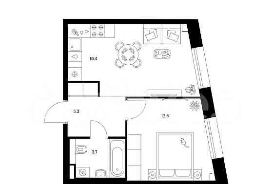 1-комн. квартира, 37.8 м2, 19/22 эт. Москва