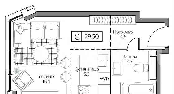 Студия, 29.5 м2, 12/27 эт. Москва