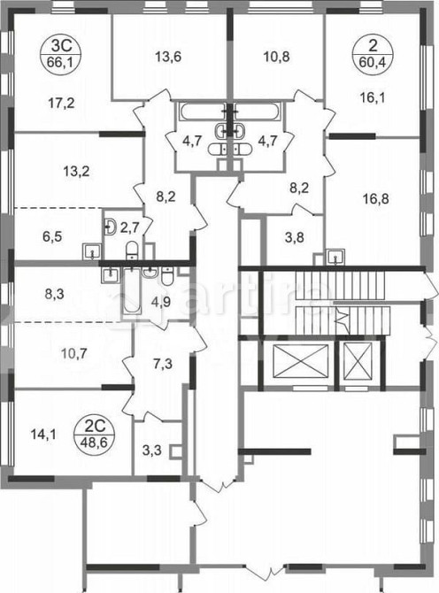 3-комн. квартира, 66.1 м2, 1/17 эт. Москва - изображение 7