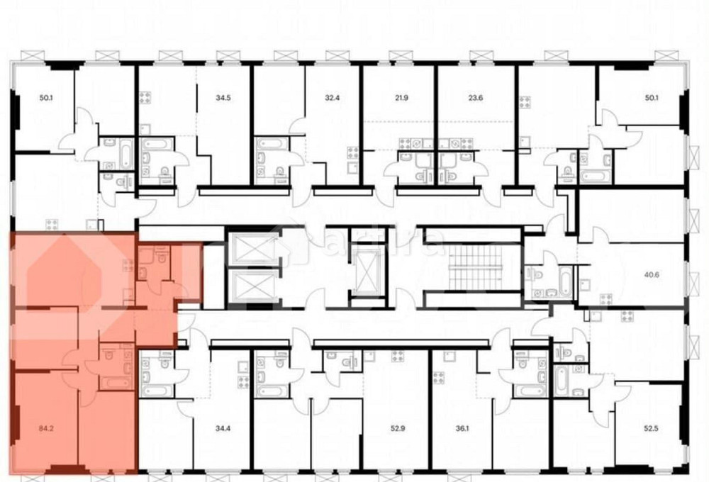 3-комн. квартира, 82.8 м2, 2/22 эт. Москва - изображение 3