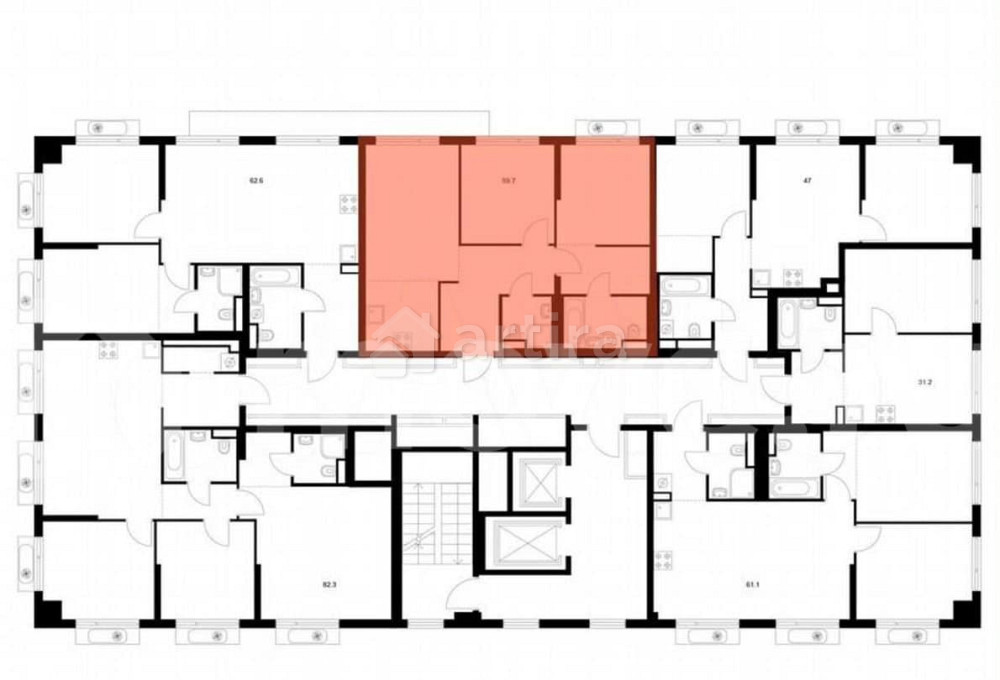 2-комн. квартира, 59.6 м2, 2/22 эт. Москва - изображение 2