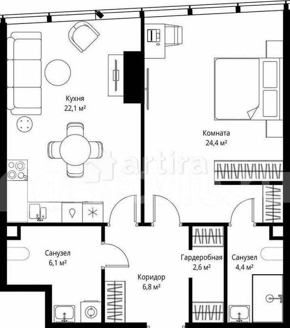 1-комн. квартира, 66.4 м2, 75/90 эт. Москва - изображение 4