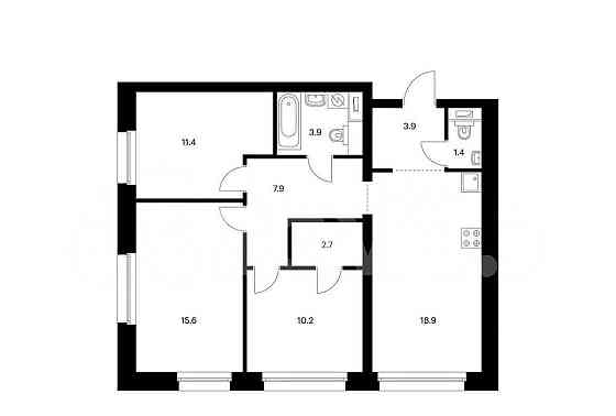 3-комн. квартира, 75.9 м2, 15/53 эт. Москва