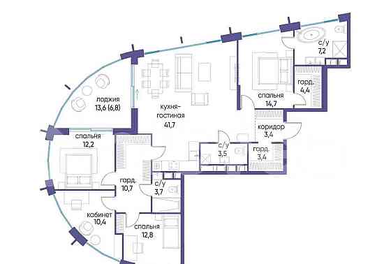 4-комн. квартира, 134.9 м2, 8/19 эт. Москва