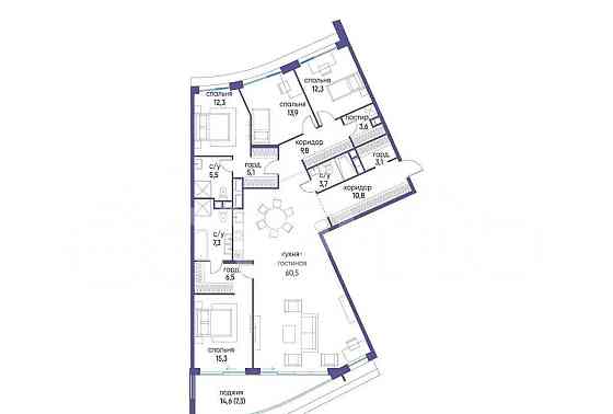 4-комн. квартира, 177 м2, 13/19 эт. Москва