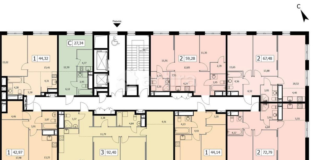 2-комн. квартира, 60.9 м2, 14/19 эт. Москва - изображение 13