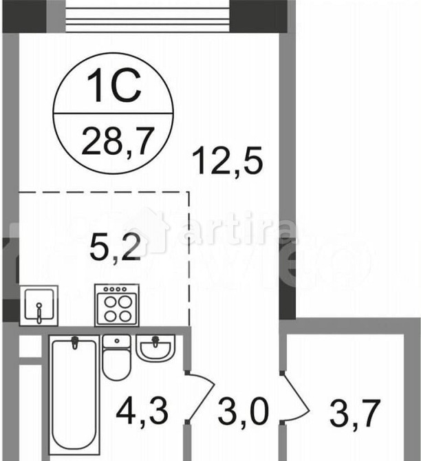 Студия, 28.7 м2, 7/17 эт. Москва - изображение 1