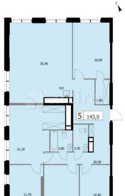 5-комн. квартира, 143 м2, 19/19 эт. Москва - изображение 19