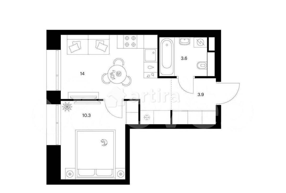 1-комн. квартира, 31.8 м2, 14/23 эт. Москва - изображение 1