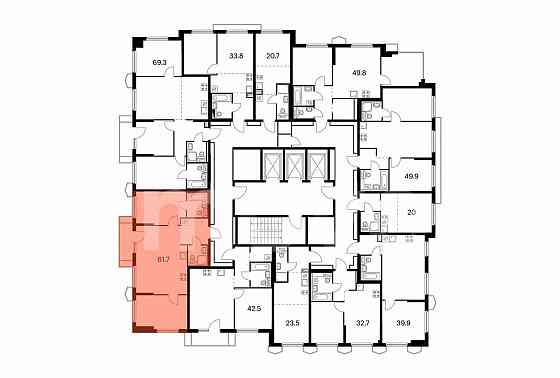 2-комн. квартира, 61.7 м2, 14/24 эт. Москва
