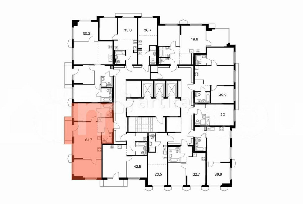 2-комн. квартира, 61.7 м2, 14/24 эт. Москва - изображение 3