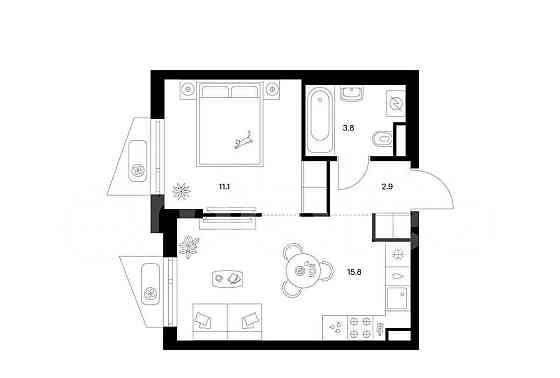 1-комн. квартира, 33.6 м2, 5/9 эт. Москва