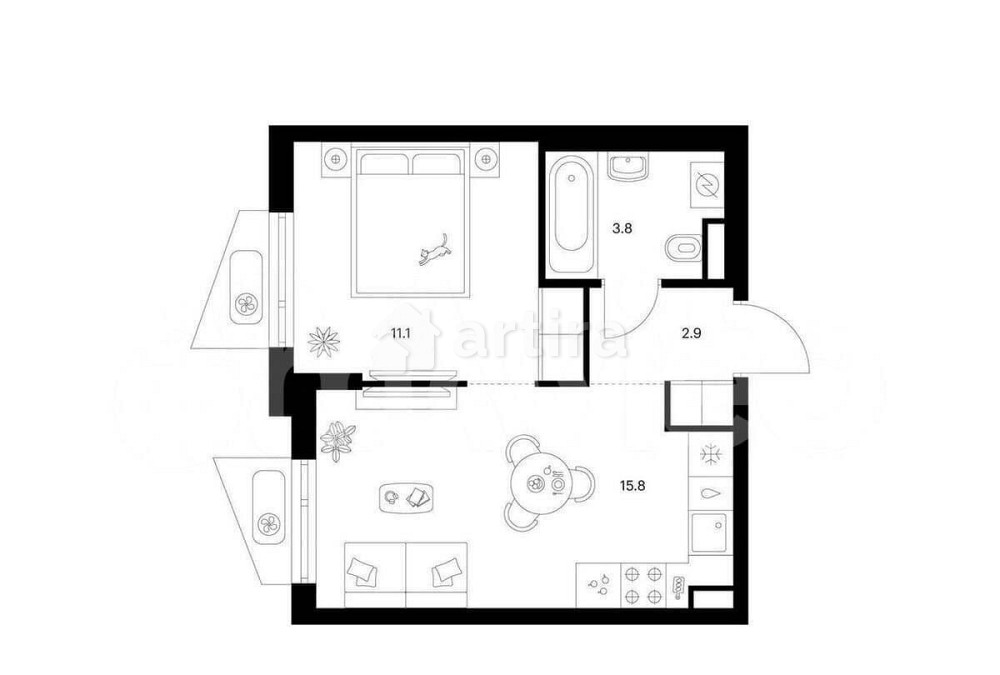 1-комн. квартира, 33.6 м2, 5/9 эт. Москва - изображение 1