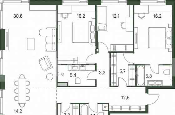 3-комн. квартира, 128.8 м2, 38/40 эт. Москва