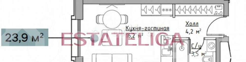 Студия, 23.9 м2, 20/28 эт. Москва - изображение 6