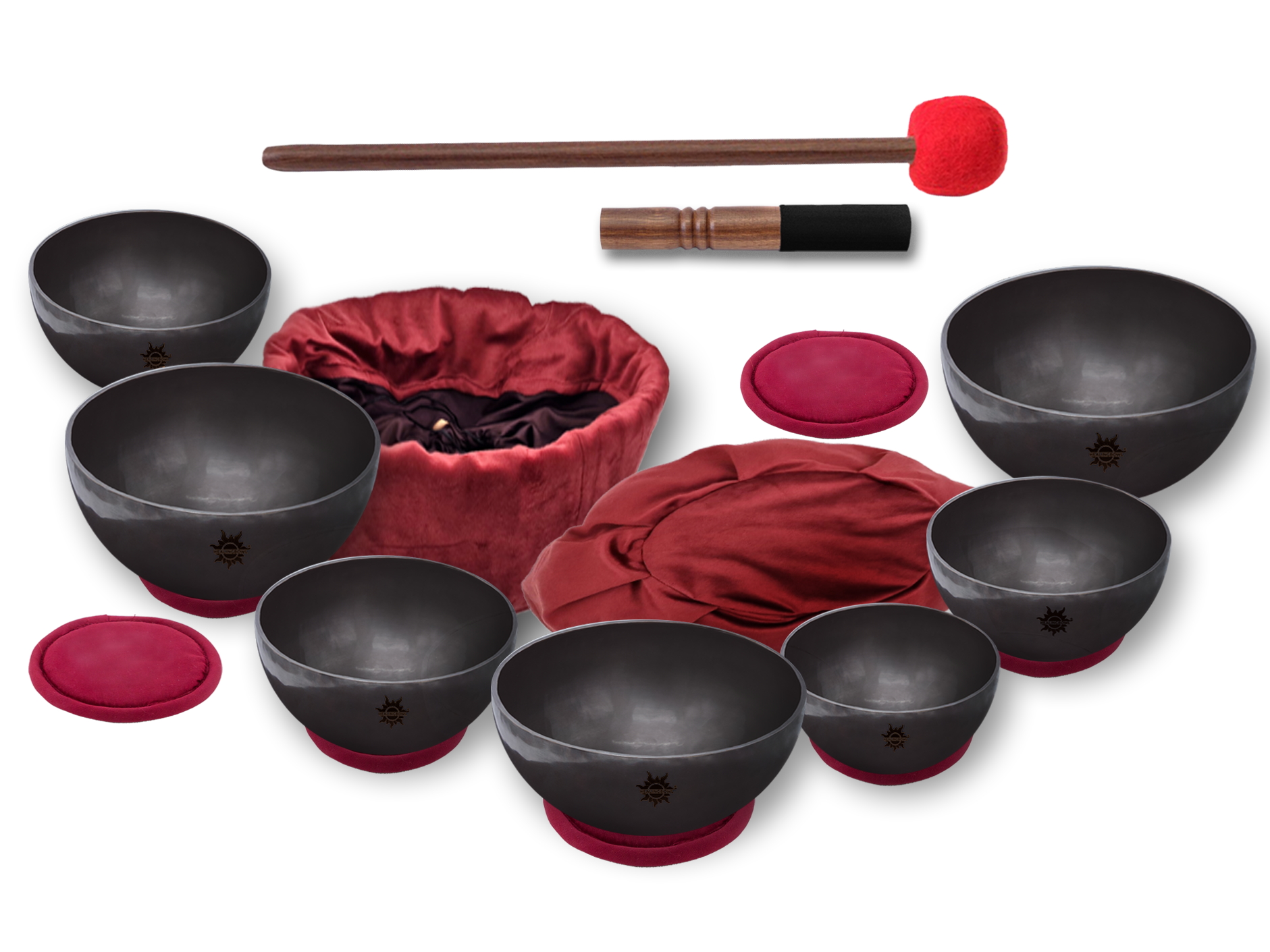 Акустический набор 7 поющих чаш Healingbowl® Professional Black Pearl® 12.8 - 17.8 см