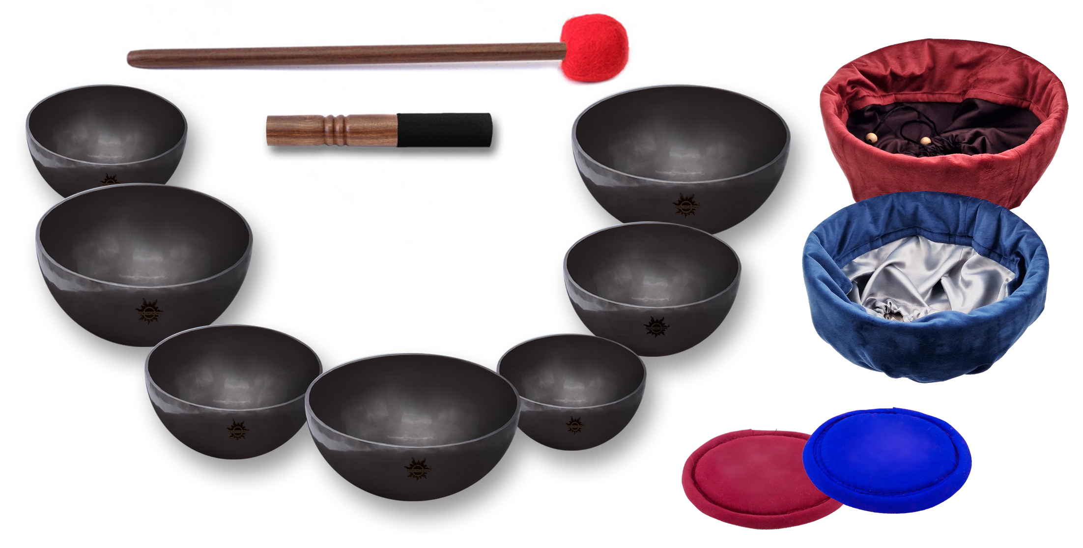 Акустический набор 7 поющих чаш Healingbowl® Professional Black Pearl® 12.8 - 17.8 см - фото 3