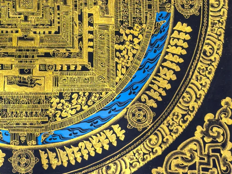 Tibetan Thangka: Golden Kalachakra Mandala (on canvas), 50×50 cm - фото 2