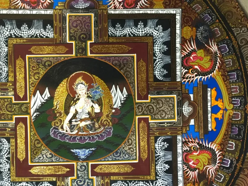 Tibetan Thangka: White Tara Mandala (on canvas), 45×60 cm - фото 3