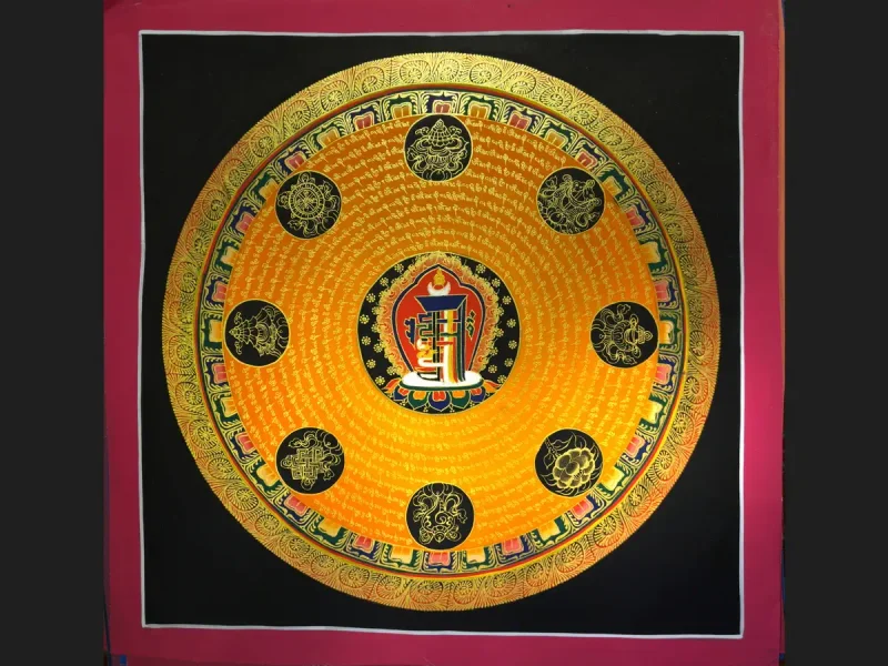 Tibetan Thangka Om Mandala (on canvas), 50×50 cm
