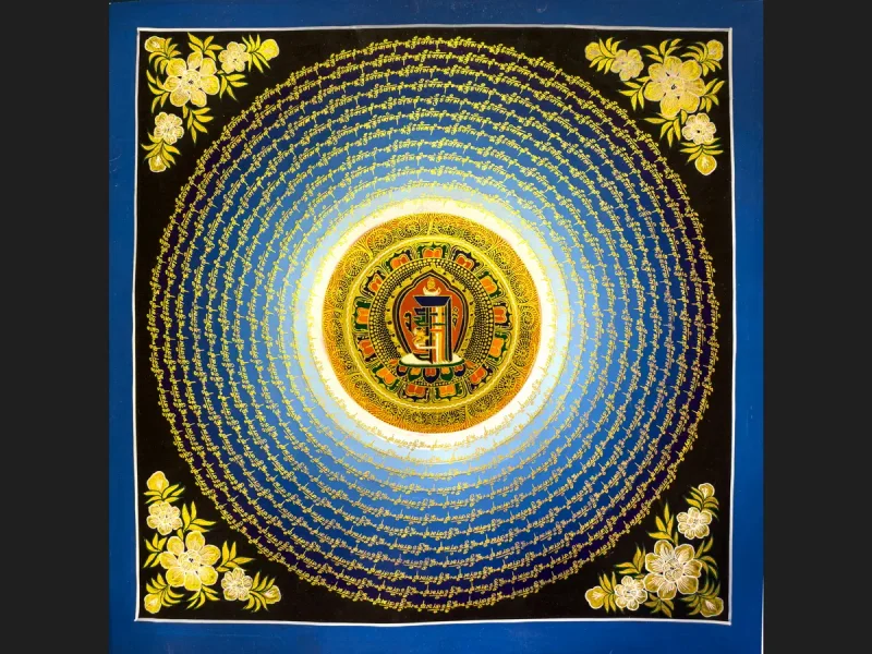 Tibetan Thangka Om Mandala (on canvas), 50×50 cm