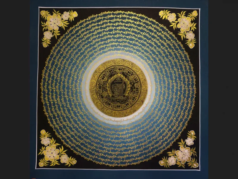 Tibetan Thangka Om Mandala (on canvas), 50×50 cm