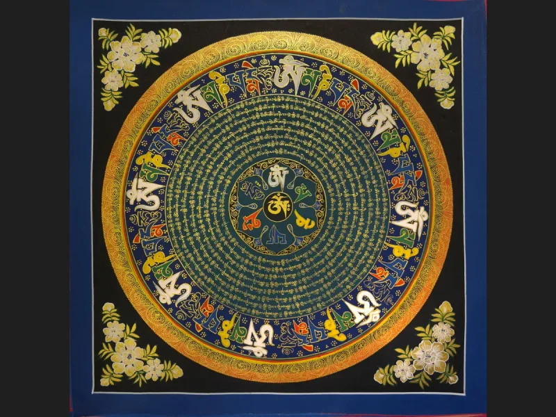 Tibetan Thangka Om Mandala (on canvas), 50×50 cm