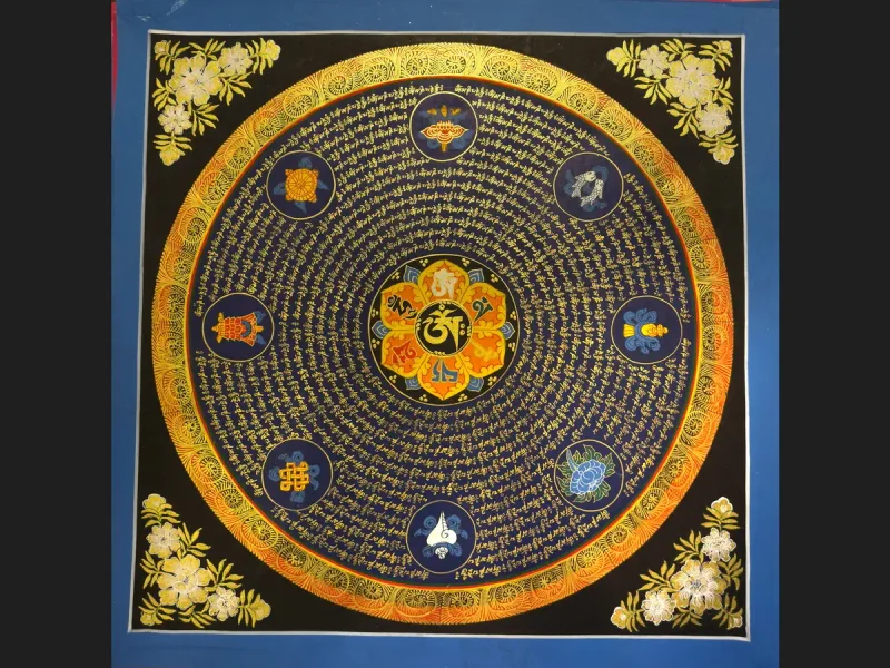 Tibetan Thangka Om Mandala (on canvas), 50×50 cm