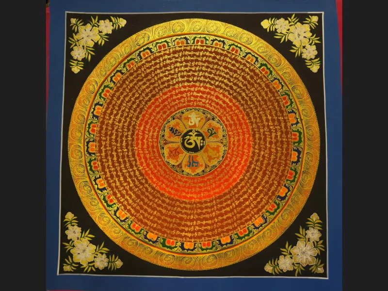Tibetan Thangka Om Mandala (on canvas), 50×50 cm