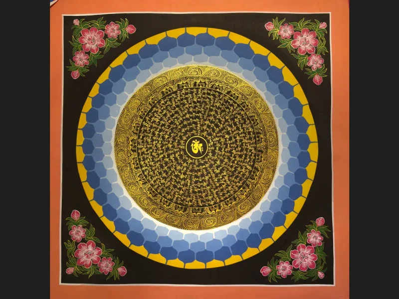 Tibetan Thangka Om Mandala (on canvas), 50×50 cm